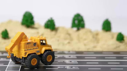 4-Piece Construction Truck Set for Kids, Excavator Dump Truck Crane Cement Mixer Sandbox STEM Engineering Vehicle Playset