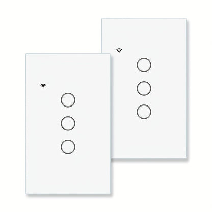 No Neutral Wire Smart Touch Wall Switch MOES WiFi 1/2/3 Gang Single Fire, Works with Alexa & Google Home