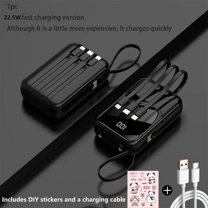 Power Bank 21000mAh Mini with 5W or 22.5W Power Options, Built-In Cable Set and LED Display