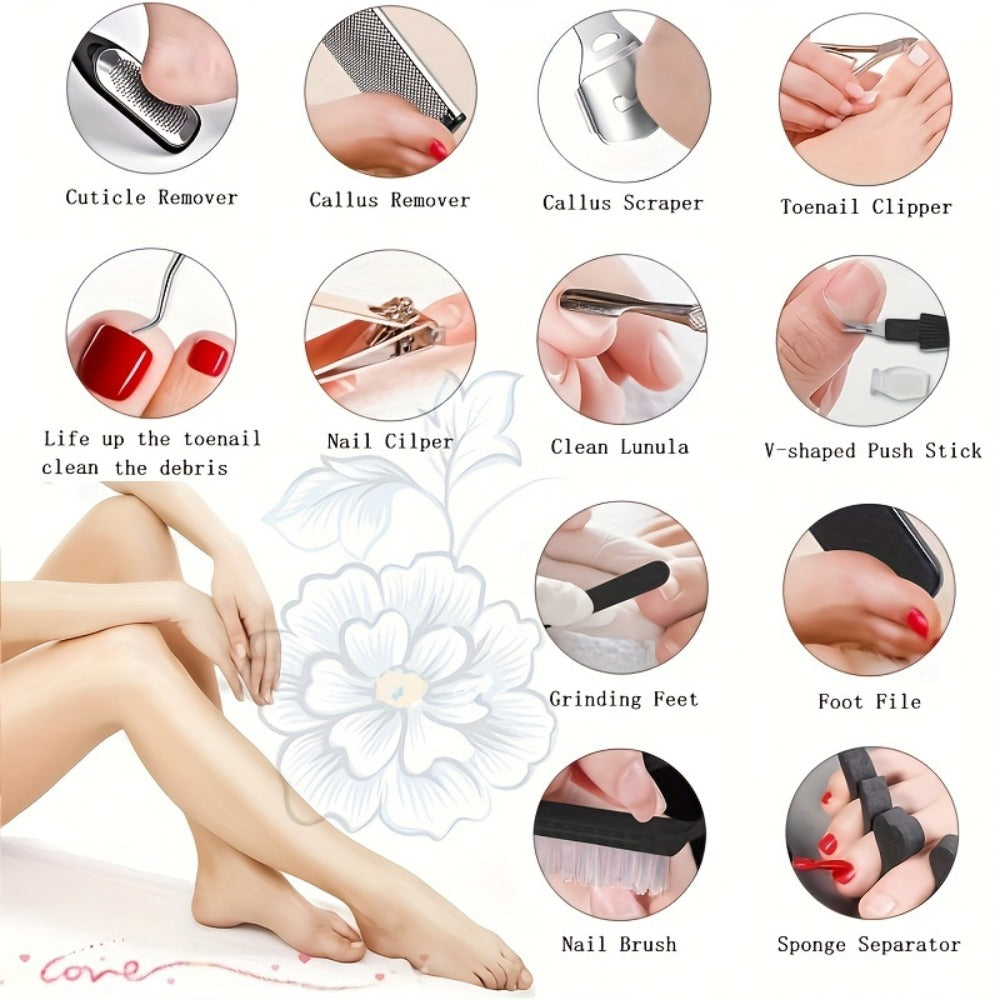 Pedicure Tool Set Stainless Steel Professional Foot Care Kit Dead Skin Callus Remover Nail Cuticle Tools
