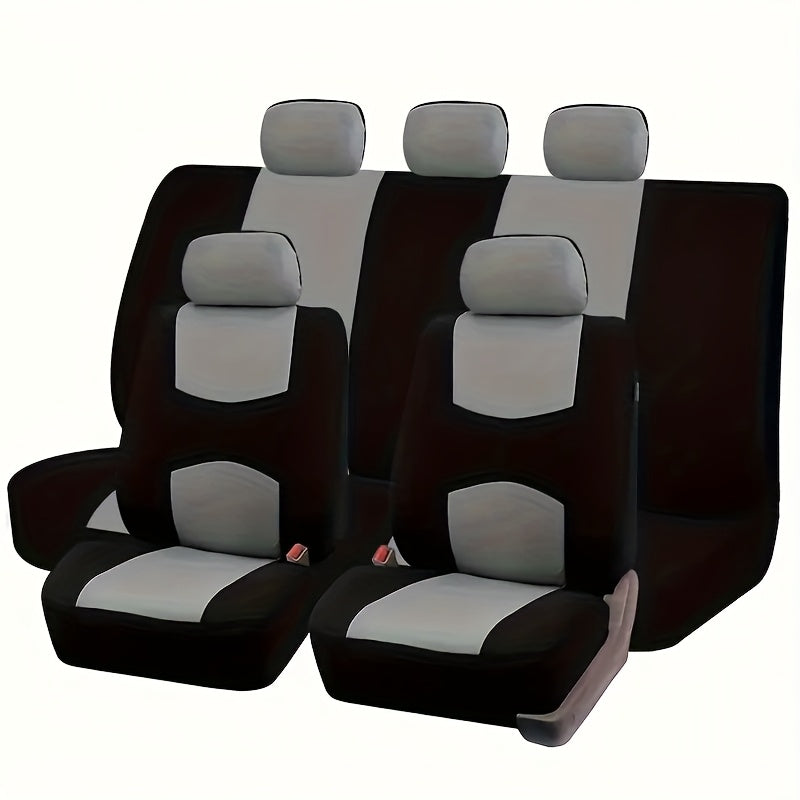 Car Seat Covers 5-Seat Breathable Knit Polyester Set with Front and Rear Pieces in Sixteen Colors
