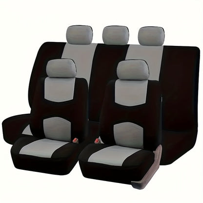 Car Seat Covers 5-Seat Breathable Knit Polyester Set with Front and Rear Pieces in Sixteen Colors