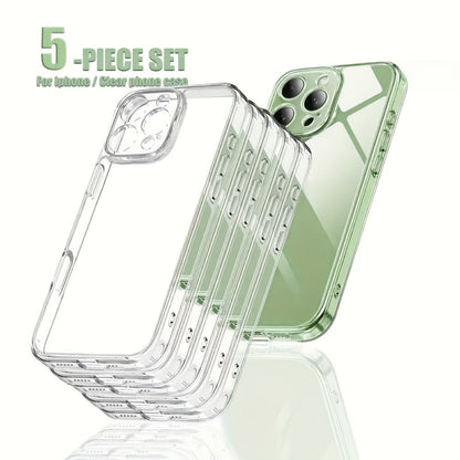 5-Pack Clear Shockproof iPhone Case Bundle Transparent Anti-Drop TPU Cover for iPhone 16 15 14 13 12 11 X XS Pro Max Plus