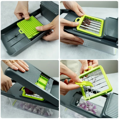 Vegetable Chopper Multifunctional Food Slicer Dicer Cutter 8 Blades Kitchen Tool Set for Bath Time, Home Spa and Personal Care