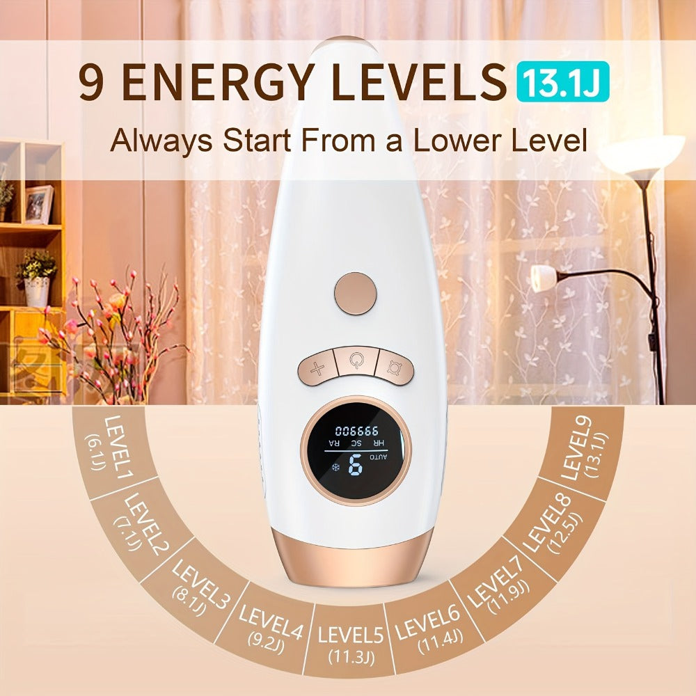IPL Hair Removal Device for Women & Men 999, 900 Flashes – Permanent At-Home Hair Remover 9 Energy Levels Painless Full Body Legs Arms