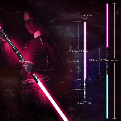 Light Up Dueling Saber 78" with 16 Color Lights & 3 Movie Sounds, 2-in-1 Dark Phantom Sword Single or Double Player