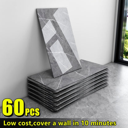 Marble Peel and Stick Wall Panels Self-Adhesive 3D Decorative Tiles – Glossy Marble Sheets, for Entryways, Bedrooms and Living Spaces