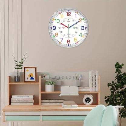 Color-Coded Learning Wall Clock in 8, 10 or 12-Inch Sizes with Minute and Quarter-Hour Markers