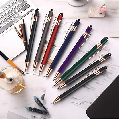 Personalized Metal Ballpoint Pens 10pcs Custom Engraved with Name or Logo - Smooth Black Ink