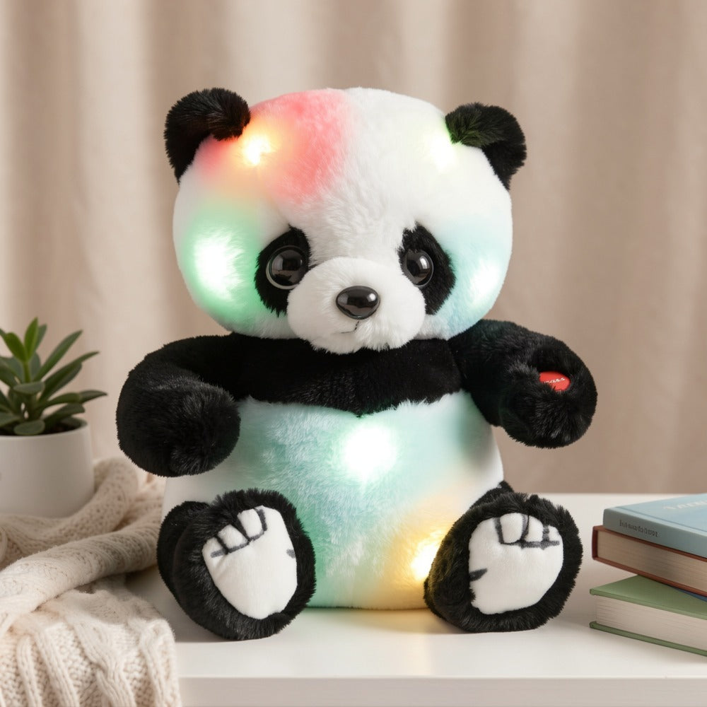 Plush Toy Light-Up Panda in 7-Inch or 10-Inch Sizes with Colorful LED Glow Points for Display