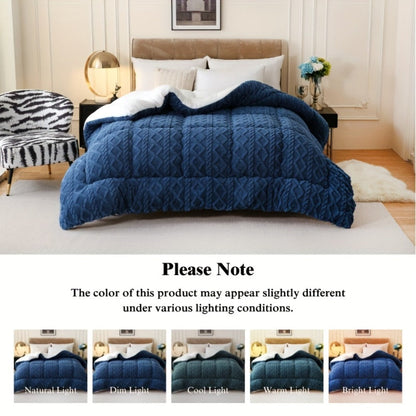 Sherpa Comforter Double-Sided Plush Taffeta, Extra Thick 500GSM Warm Fluffy Comforter for Autumn & Winter – Soft Cozy Bedding for Twin XL