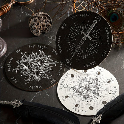 Pendulum Board Wooden 8 Pack – Retro Wiccan Divination Board 6 Inch with Metaphysical Messages Dowsing Board for Beginners Witchcraft