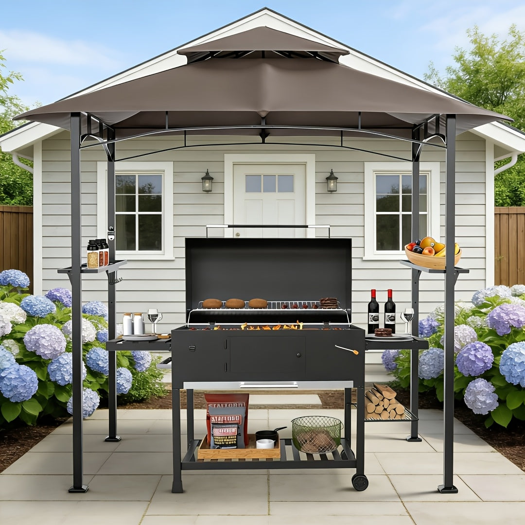 Outdoor Grill Gazebo Double-Tier BBQ Canopy for Grilling, Camping and Outdoor Meals, with the Listed Configuration