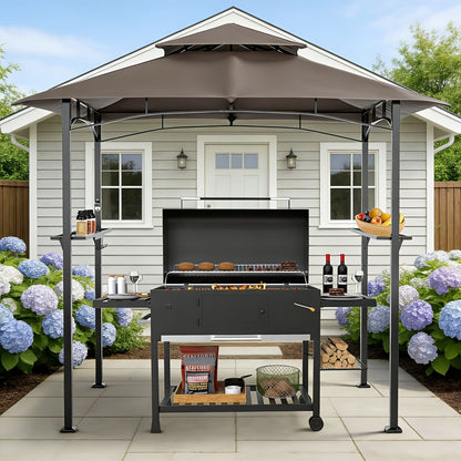 Outdoor Grill Gazebo Double-Tier BBQ Canopy for Grilling, Camping and Outdoor Meals, with the Listed Configuration