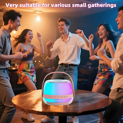 Portable Karaoke Machine with 2 Wireless Microphones, 3-Piece Bluetooth Speaker Set, Ambient Night Lamp Lighting
