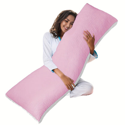 Full-Length Body Pillow, 20 x 54 Inches, Adjustable Fill in Cooling Grey, White or Pink for Adult Beds