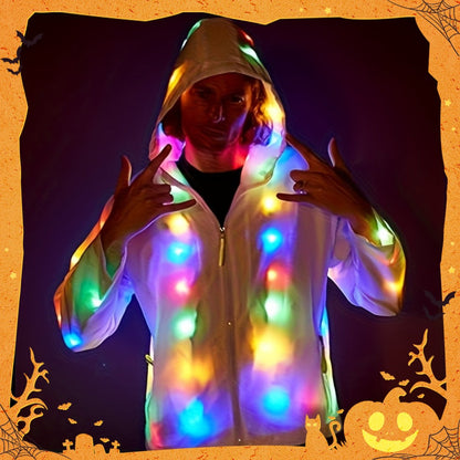 LED Light Up Party Jacket for Adults, Glowing Rave Costume Unisex Luminous Coat for Halloween, Christmas
