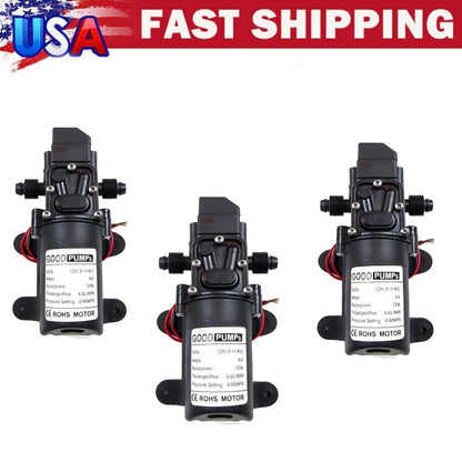 12V Self-Priming Water Pump 130PSI – High Pressure Portable Electric Pump for Car Wash, RV, Camper Van & Water Pressurization (1/2/3 Pack)
