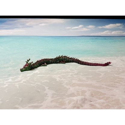 3D Printed Articulated Dragon Figurine 35.4" Giant Poseable Chinese Dragon Collectible Sculpture