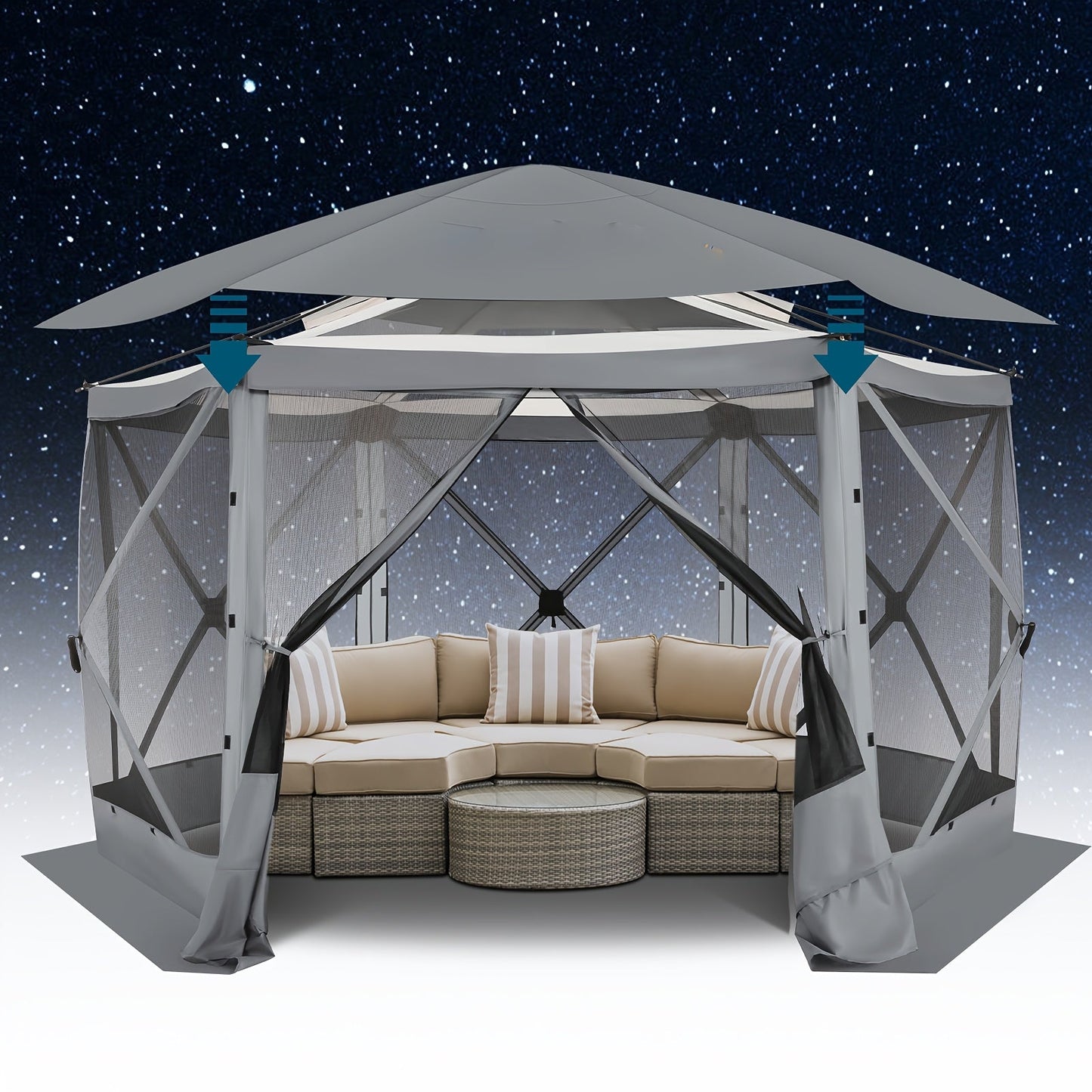 Pop-Up Canopy Tent 15ft Mosquito Net Screen House UV50+ for Garden, Yard and Pest Management