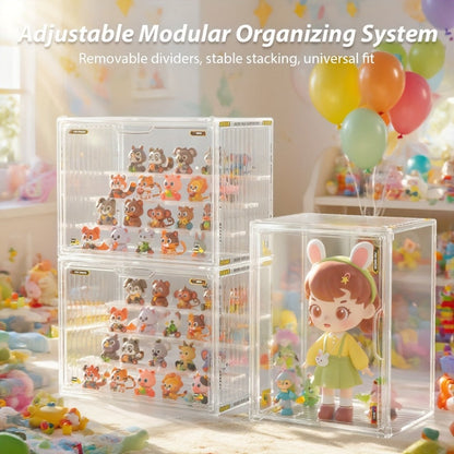 4-Tier Acrylic Figure Display Case with Magnetic Design – Clear Collector Showcase Box for Action Figures Dolls Funko Pop Anime Desktop