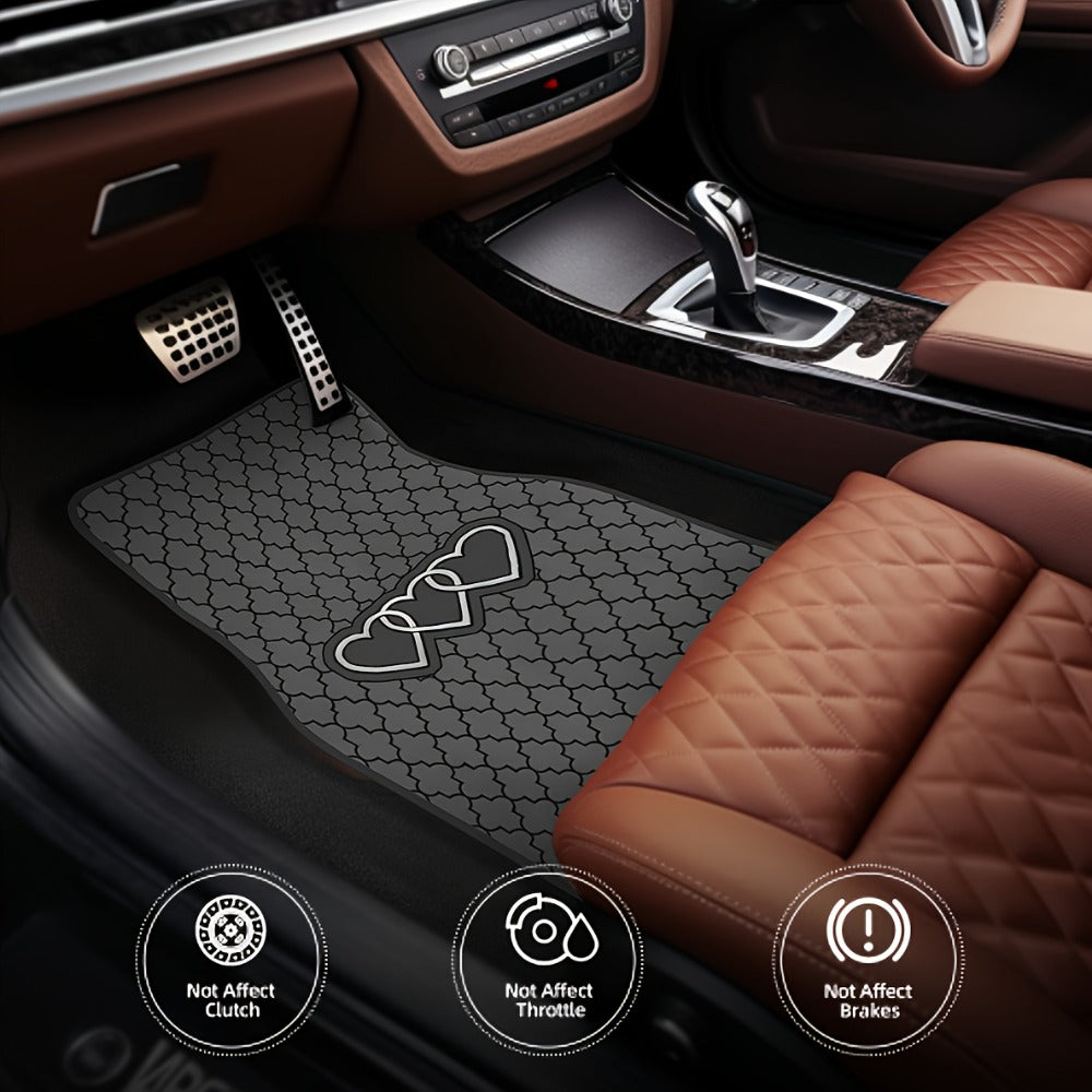 Blessed Script Car Floor Mats with Black Printed Surfaces in Two- or Four-Piece Set Options
