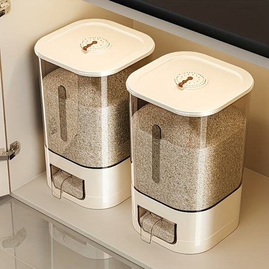 Airtight Rice Container with Measuring Cup, Large Moisture-Proof Rice Dispenser for Rice, Grains