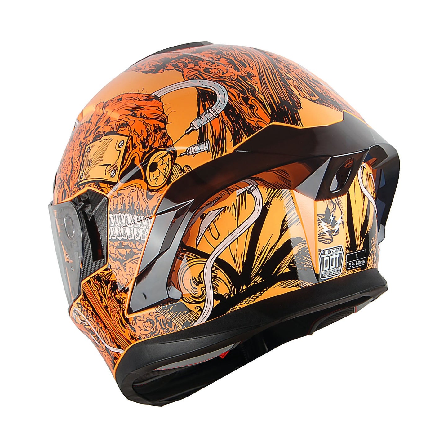 Motorcycle Helmet Full-Face Dual-Visor Shell with Clear Outer Shield, Smoked Inner Visor, Nine Colors and S-XL Sizes