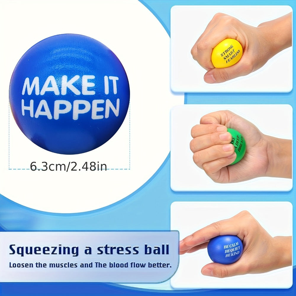 Inspirational Sponge Stress Balls 30 Pack 6.3cm, Motivational Slogan Hand Fitness Relaxation Balls for Classroom Rewards