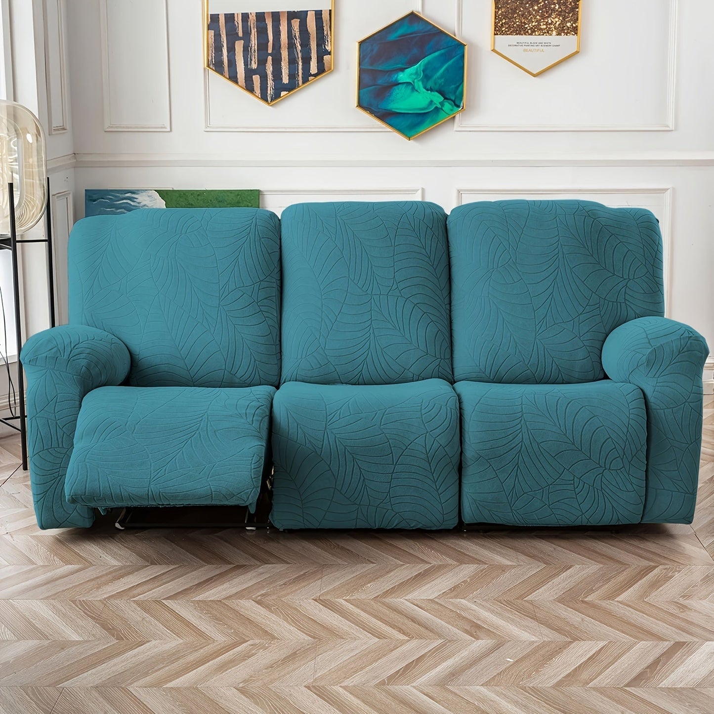 Sofa Cover Big-Leaf Jacquard High-Stretch Recliner Slipcover for 1, 2 or 3 Seats and Console Loveseats