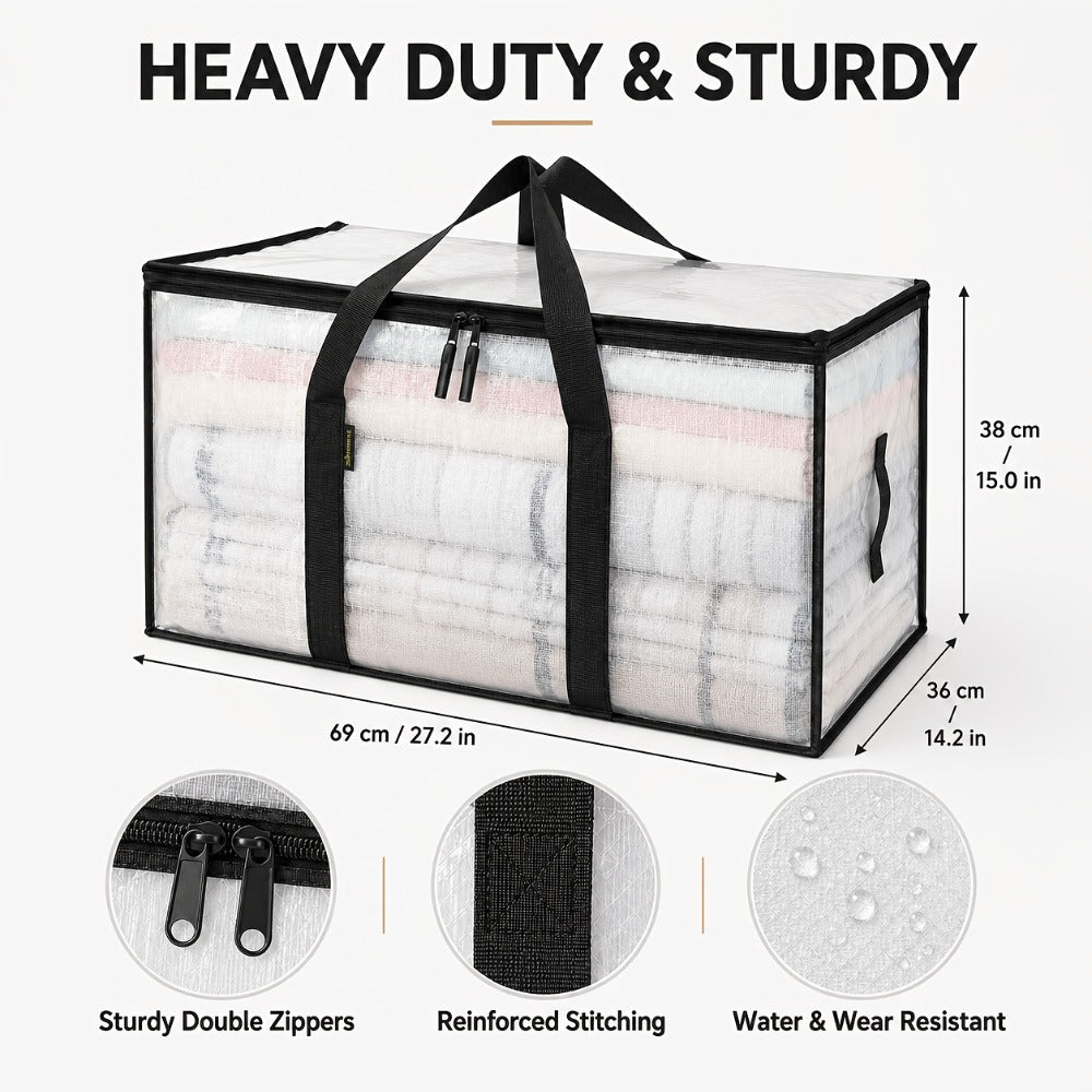 Moving Bags Set of 6, Oversized Storage Totes with Reinforced Handles & Snap-Close Lid, Space Saver Bags for Clothes