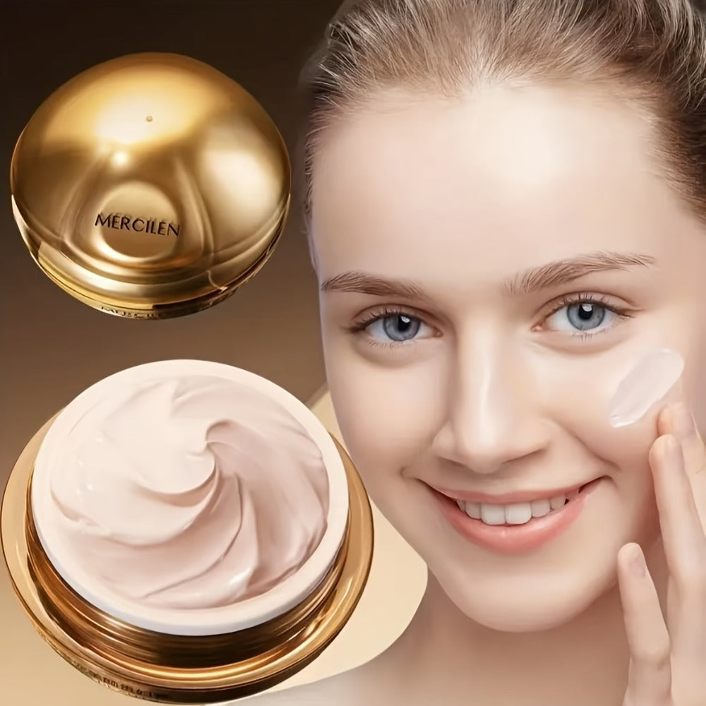 Face Cream Ganoderma Cordyceps Formula with Hyaluronic Acid, Glycerin and Golden-Tone Bottle
