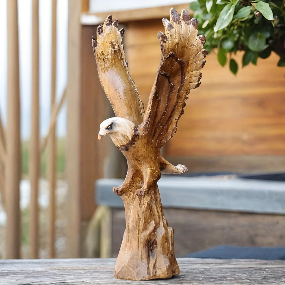 Eagle Statue 15.5-Inch Lifelike Resin Sculpture, Majestic Bald Eagle Figurine for Outdoor Garden, Patio, Yard & Indoor Home Decor