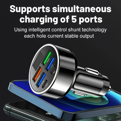 6-in-1 Car Charger 2-Pack with Ambient Light & Voltage Display, Dual PD Fast Charge + QC3.0 + 4 USB Ports Matte Finish