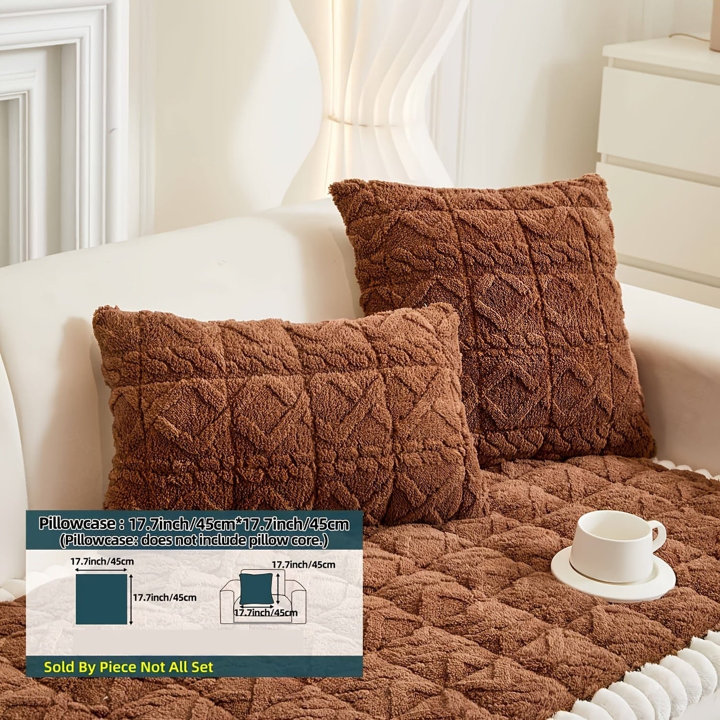 Sofa Cover Bohemian Quilted Shu Velveteen Panels with Ruffles and Design in Five Colors with Model-Specific Size and Color Options