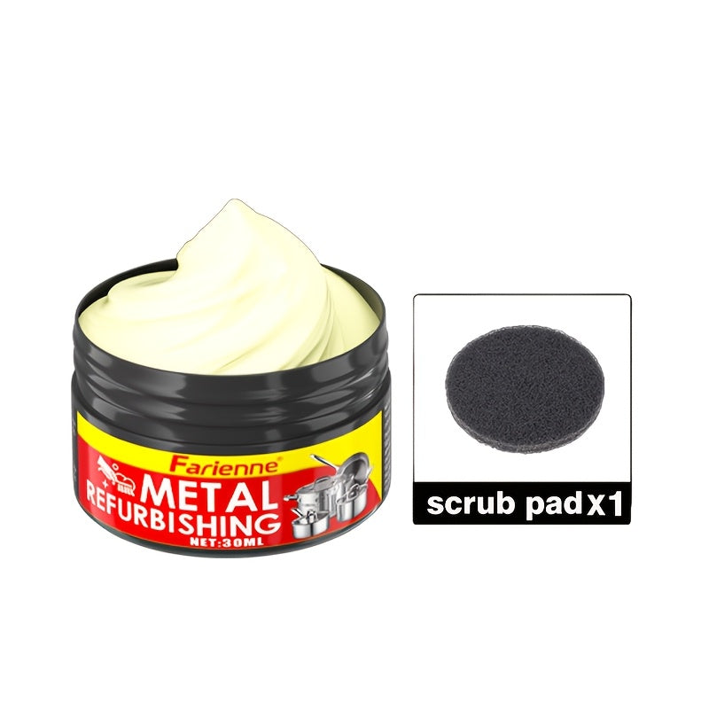 Metal Polishing Paste with Sponge Chrome & Stainless Steel Polish Gloss Agent No Residue for Entryways, Bedrooms and Living Spaces