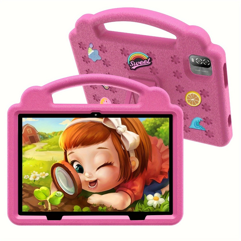 Kids Tablet 10.1 Inch with Android 15, 12GB RAM, 64GB Built-In Storage, Dual Cameras and Handle Case