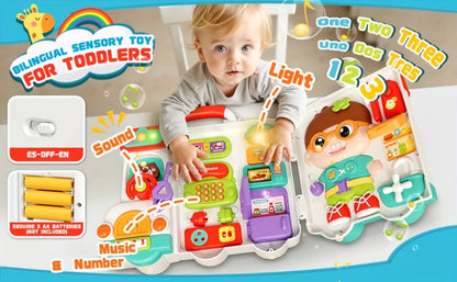 Montessori Busy Board for Toddlers 1-3, 54-in-1 Sensory Activity Board with Zippers Buckles Locks