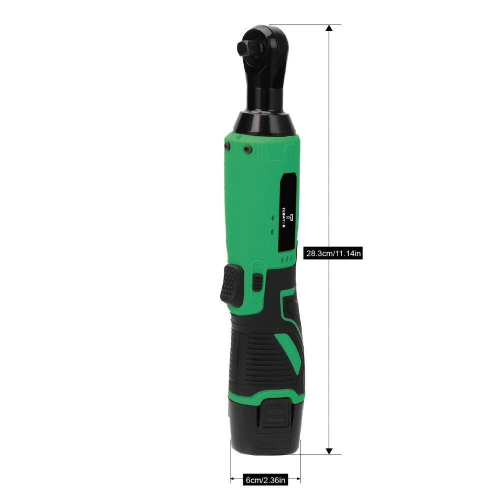12V Cordless Ratchet Wrench Set 3/8" Drive, 40 Ft-lbs Torque, Variable Speed Trigger, Lithium-Ion Battery