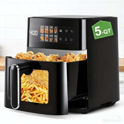 Air Fryer 5 Quart 8-in-1 Electric Hot Air Oven 1350W with LED Touchscreen & 360° Hot Air Circulation