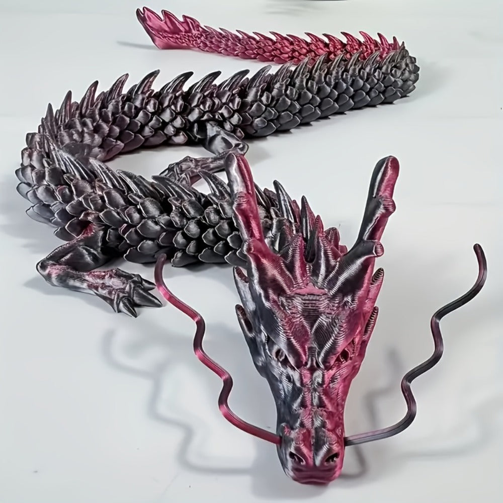 3D Printed Articulated Dragon Figurine 35.4" Giant Poseable Chinese Dragon Collectible Sculpture