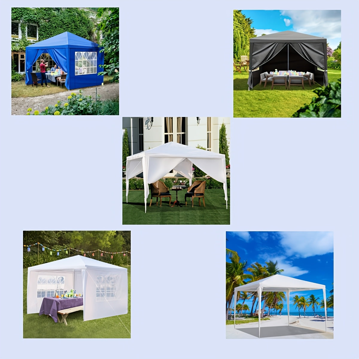 PE Fabric 10x10ft Canopy Tent with No-Wall, Three-Sidewall or Four-Sidewall Package Options