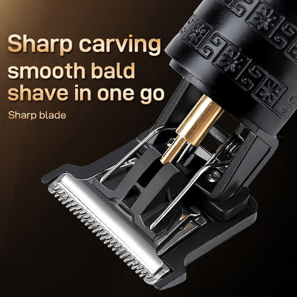 Hair Clipper Cordless USB-Rechargeable Set with Adjustable Blade, Four Guide Combs and Three Style Options