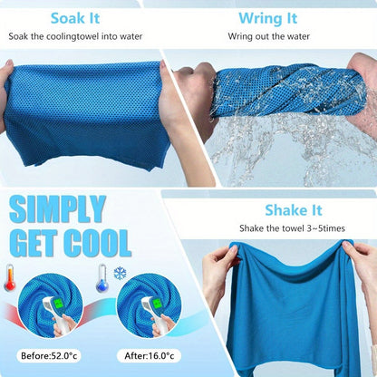 Neck Cooling Towels 8-Pack – Soft Breathable Sport Towels for Neck & Face with Carabiner Clips & Carry Bag