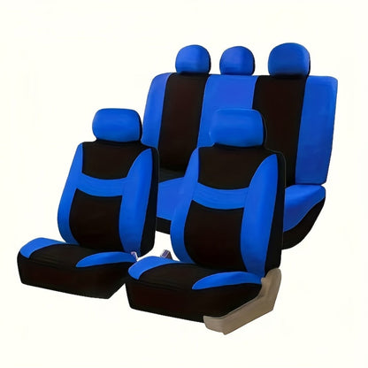 Car Seat Covers 5-Seat Breathable Fabric Full Set with Front and Rear Pieces in Ten Color Options