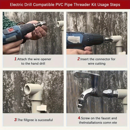 Pipe Threading Set 9 & 13-Piece, Power Drill Water Pipe Thread Dies for 1/2", 3/4" & 1" Inside & Outside Threading