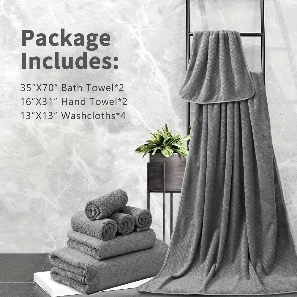 Bath Hand Towels, Towel Set 8 Piece 700GSM with 2 Bath Towels, 2 Hand Towels and 4 Washcloths in 16 Colors for Home and Guest Use