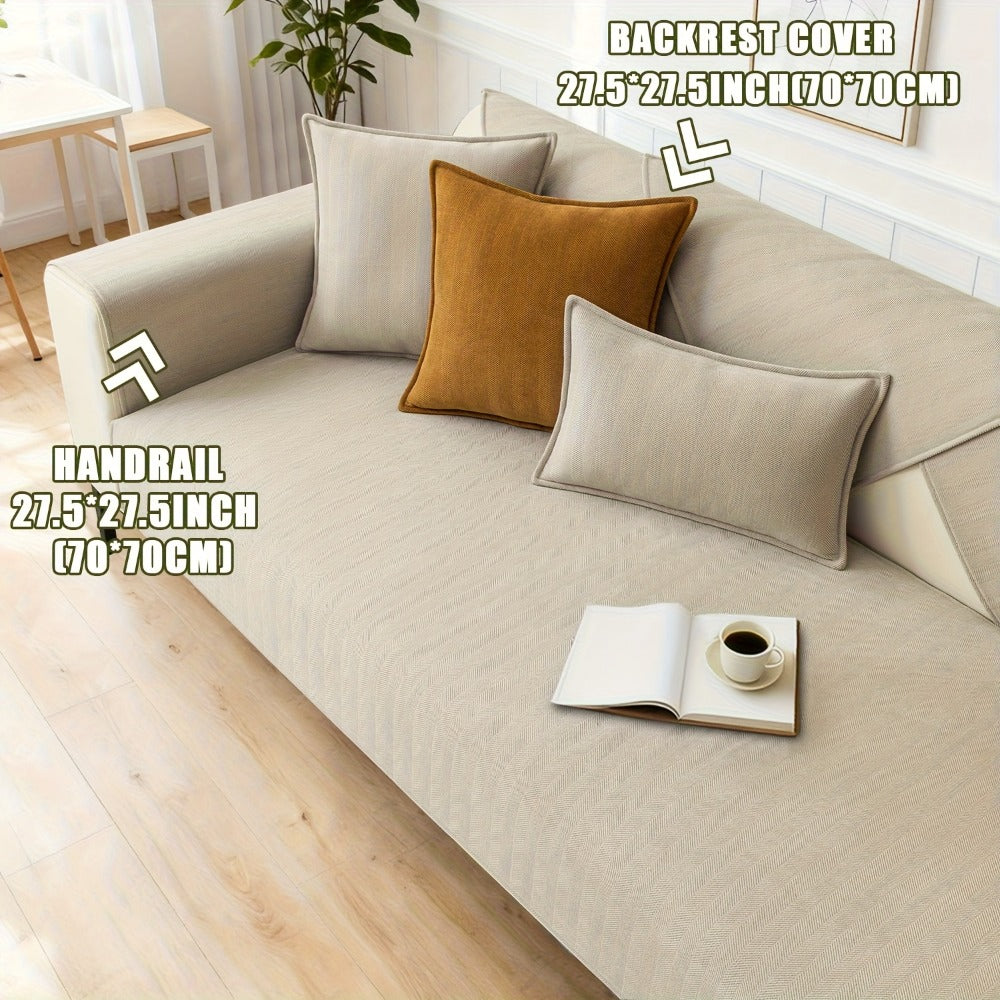 Sofa Cover Ribbed Chenille Stretch Panels for 1 to 4 Seats, Armrests or Cushions with Model-Specific Size and Color Options