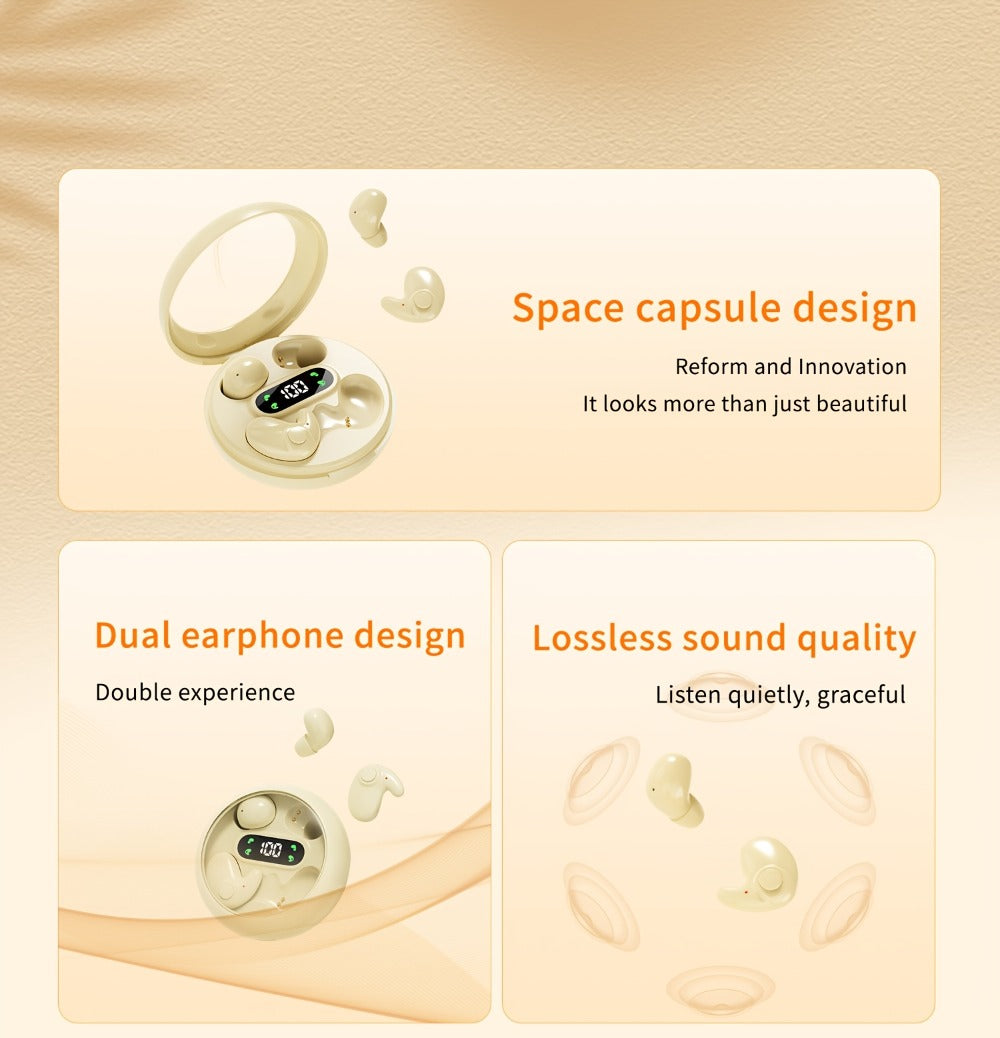 2-in-1 Wireless Earphones Couples Shared Audio Long Battery Life Clear Sound TV Movies for Bedside Audio, Alarms and Room Entertainment