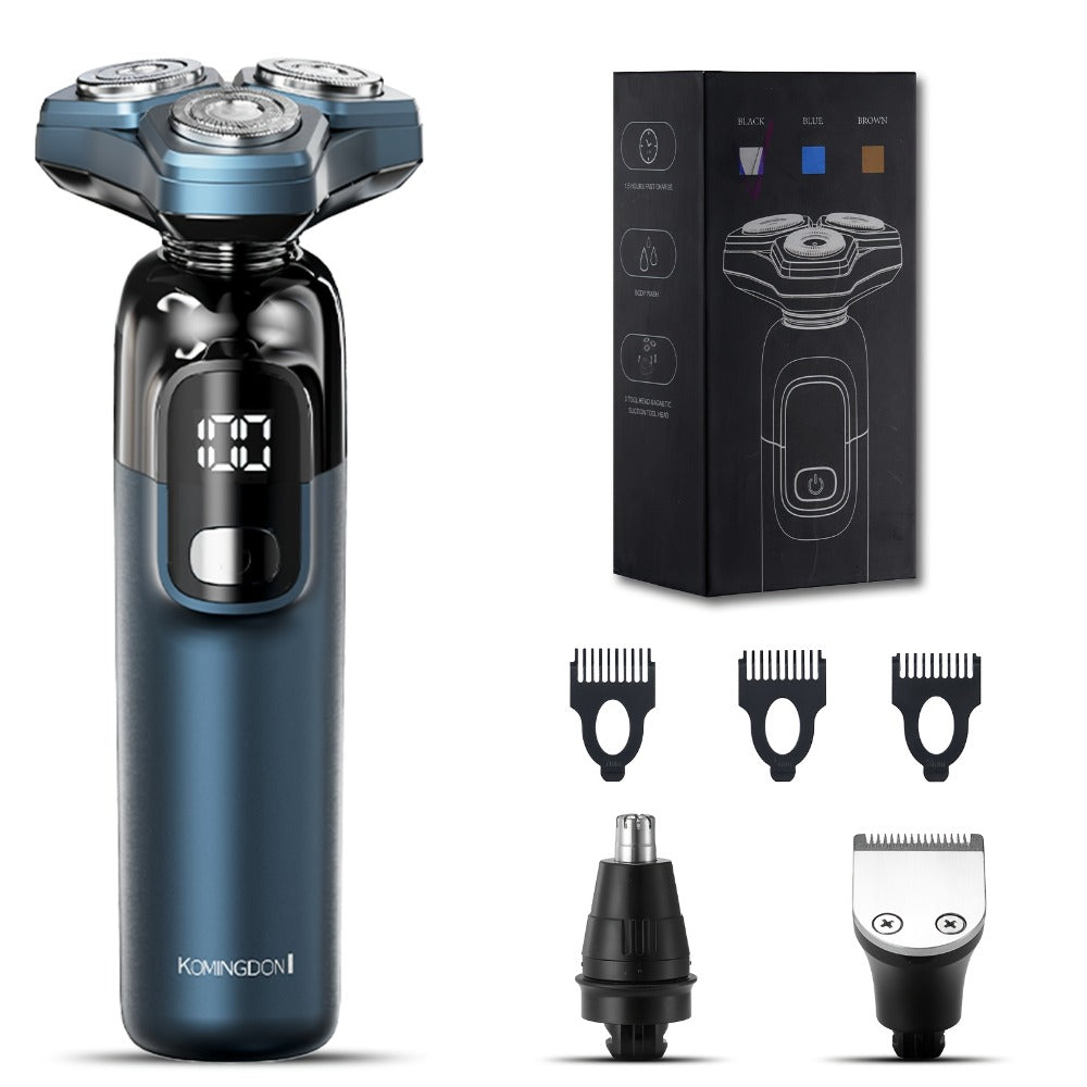 Rotary Shaver for Men 3-in-1 Cordless Rechargeable Electric Razor - Floating Head Wet Dry Shaver